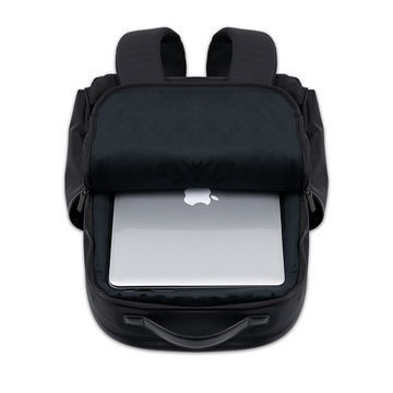Tas ransel laptop tahan air hitam 16 inci untuk pekerjaan bisnis multifungsi