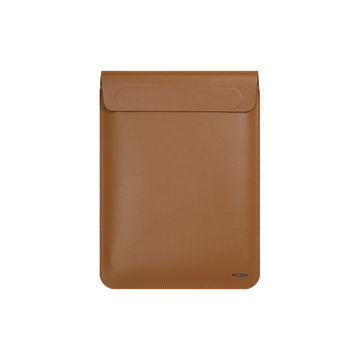 Air tahan Laptop Sleeve Tutup PU Bahan Kulit Warna coklat