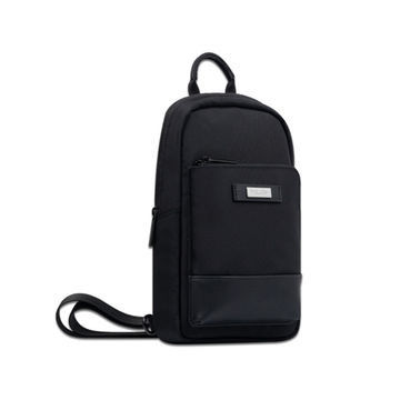 Black Business Sling Bag, Shoulder Day Pack Bahan Kulit Nylon PU tahan air
